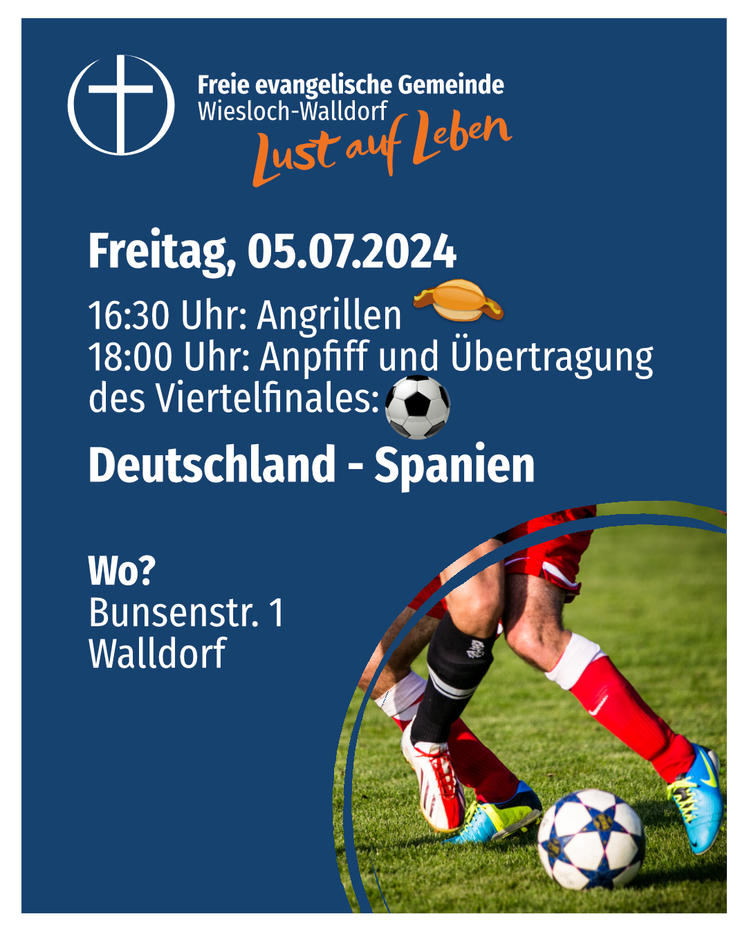 Einladung zum Viertelfinale Deutschland - Spanien am 05.07.2024 18:00 Uhr (16:30 Uhr Angrillen)